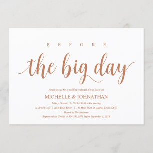Rustic Wedding Rehearsal Dinner, Modern Copper Invitation