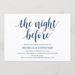 Rustic Wedding Rehearsal Dinner, Navy Blue Invitation