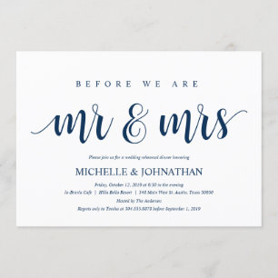 Rustic Wedding Rehearsal Dinner, Navy Blue Invitation