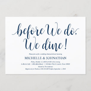 Rustic Wedding Rehearsal Dinner, Navy Blue Invitation