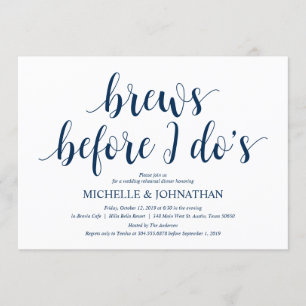 Rustic Wedding Rehearsal Dinner, Navy Blue Invitation