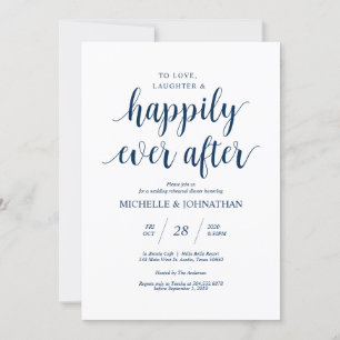 Rustic Wedding Rehearsal Dinner, Navy blue Invitation