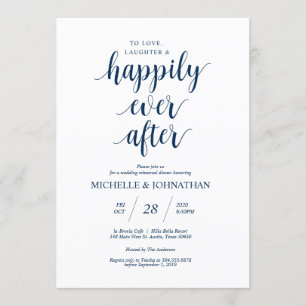 Rustic Wedding Rehearsal Dinner, Navy Blue Invitation