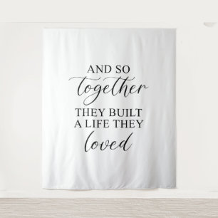 Rustic Wedding   Romantic Wedding Quote Banner Tapestry