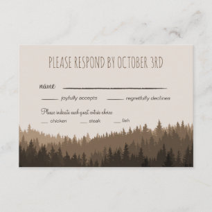 Rustic Wedding RSVP in the Mountains with dinner Card
