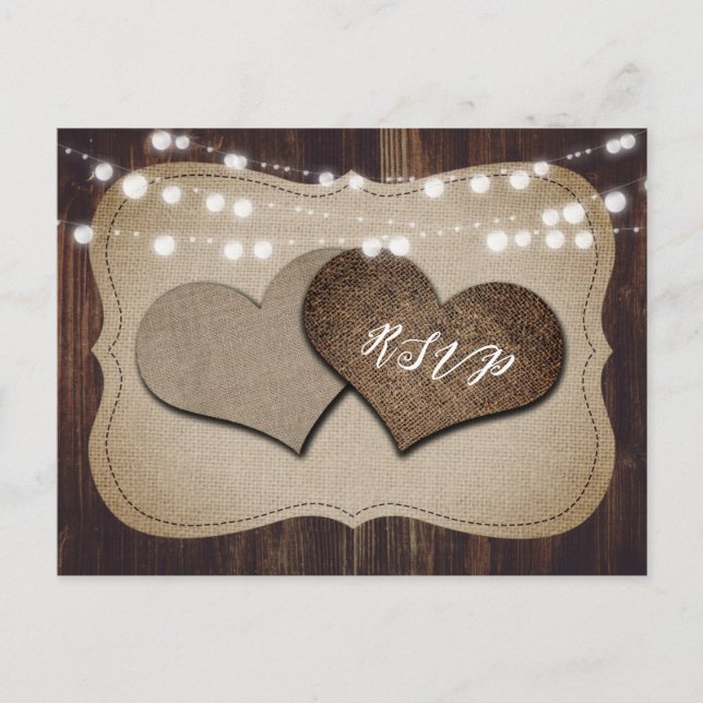 Rustic Wedding RSVP Postcard Meal Choice (Front)