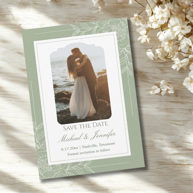 Rustic Wedding Sage Green and White Modern Invitation (Creator Uploaded)