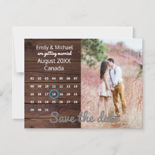 Rustic Wedding Save The Date PHOTO CALENDAR Magnetic Invitation