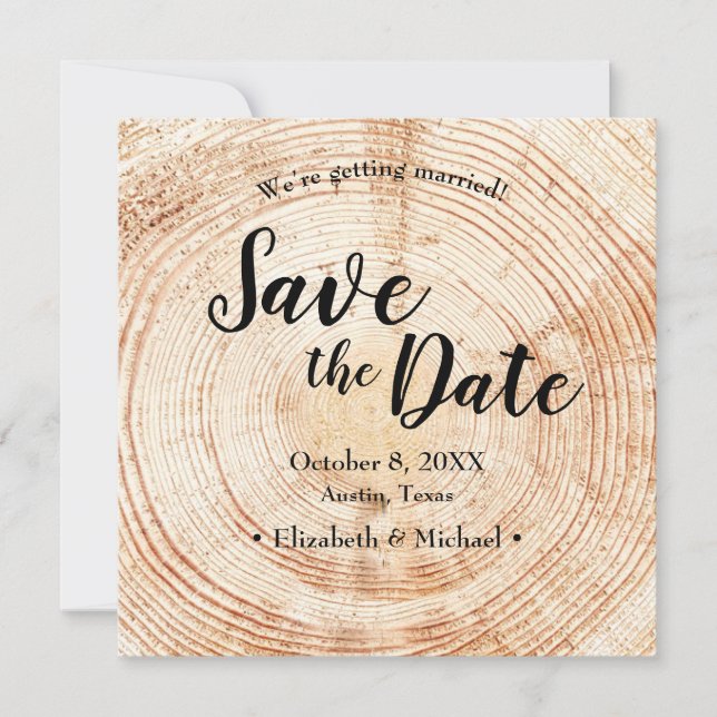Rustic Wedding Save the date photo Invitation Wood (Front)