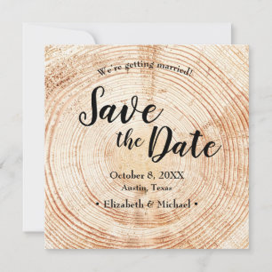 Rustic Wedding Save the date photo Invitation Wood