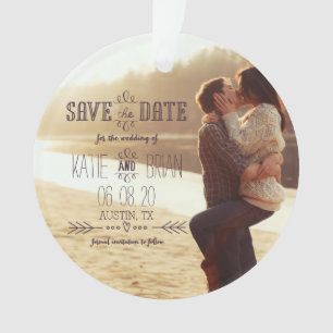 Rustic Wedding Save the Date Photo Ornament