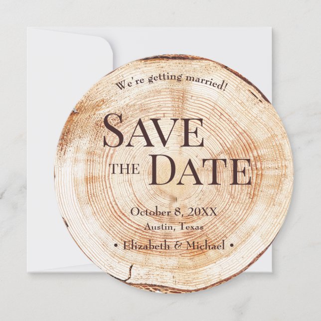Rustic Wedding Save the date photo Wood Barn Invit Invitation (Front)
