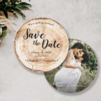 Rustic Wedding Save the date photo Wood Grain