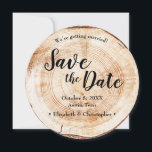 Rustic Wedding Save the date photo Wood Grain Invitation<br><div class="desc">Introducing our Rustic Wedding Save the Date Photo Wood Grain Invitation—a blend of natural charm and romantic elegance, perfectly tailored to your rustic wedding theme. This unique round card captures the essence of wood grain, emulating the rustic disc slices often seen at beautiful and romantic weddings. 💍 Rustic Elegance: Immerse...</div>