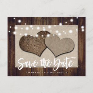 Rustic Wedding Save The Date Postcard