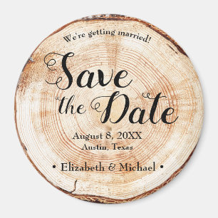 Rustic wedding Save the date Printed Wood Magnet
