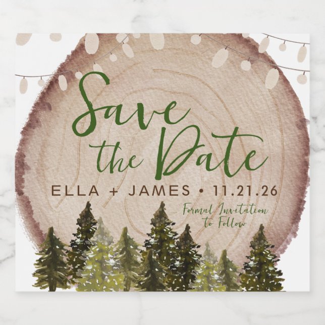 Rustic Wedding Save the Date Sparkling Wine Label (Single Label)