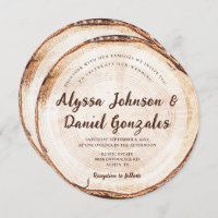 Rustic Wedding Script names Wood Cut slice disc