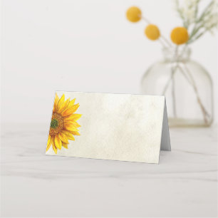 Rustic wedding seating card. Sunflower country Place Card