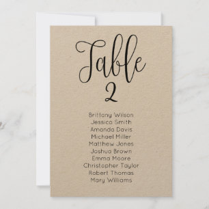 Rustic wedding seating chart. Kraft table plan Invitation