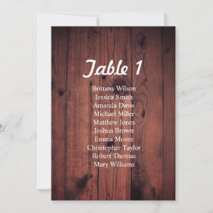 Rustic wedding seating chart. Wood table plan Invitation