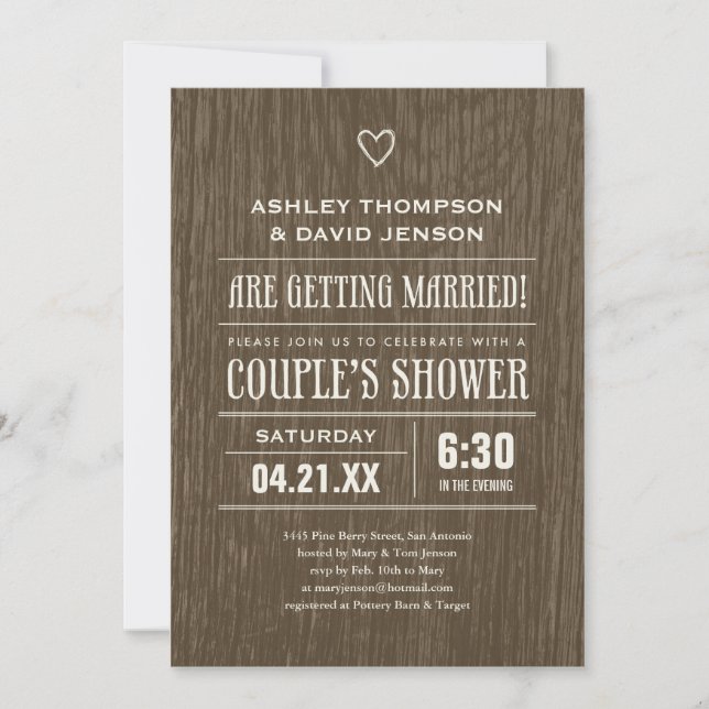 Rustic Wedding Shower Invitations (Front)