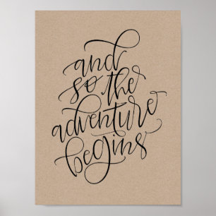 rustic wedding sign - and so the adventure begins