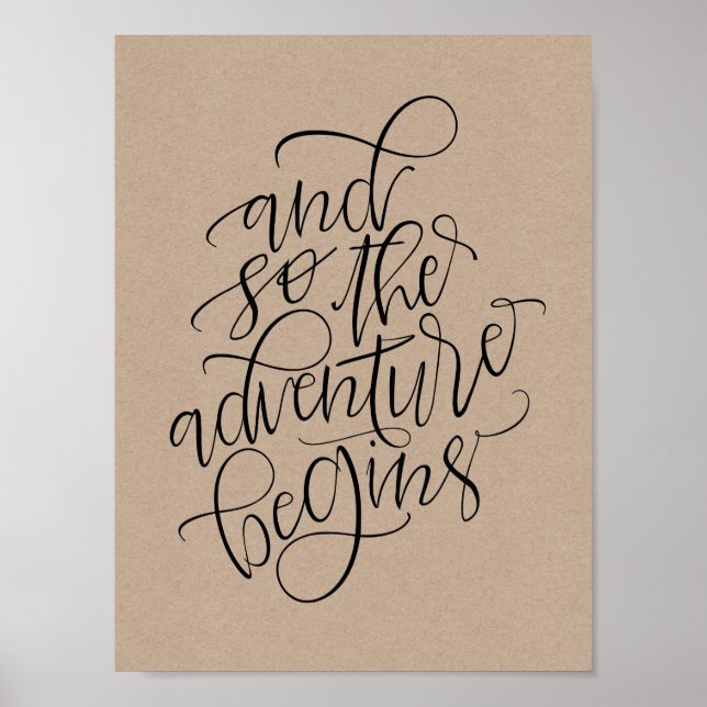 rustic wedding sign - and so the adventure begins (Front)