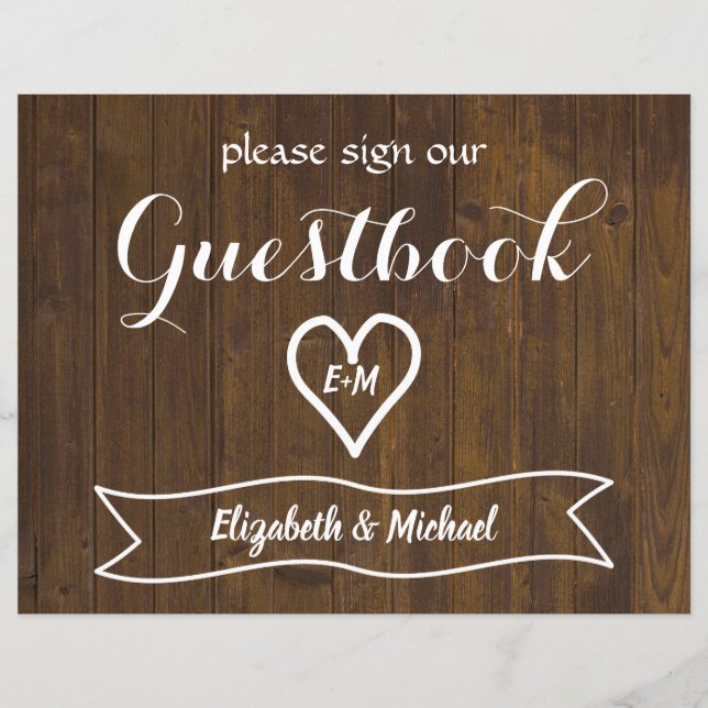 Rustic Wedding Sign Guestbook Please Custom Budget (Front)