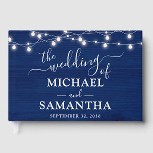 Rustic Wedding Simple Elegant Blue Wood Guest Book