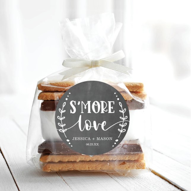 Rustic Wedding S'more Love Favour Classic Round St Sticker (Creator Uploaded)