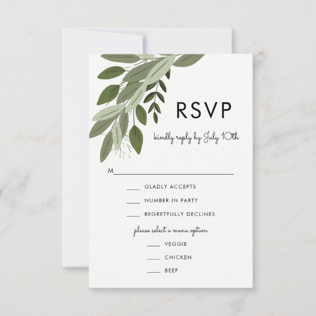 Rustic Wedding Sprigs, RSVP Card (Front)