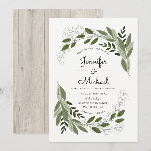 Rustic Wedding Sprigs - Wedding Invite (Front/Back)