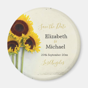 Rustic Wedding Sunflower  Save the Date Magnet