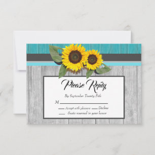 Rustic Wedding  Sunflower Teal Wood Grey Stripe