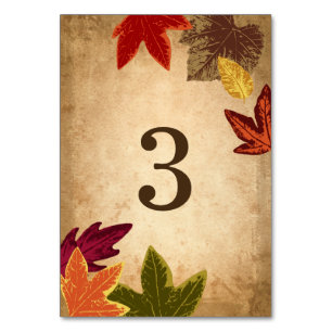Rustic Wedding Table Numbers   Autumn Leaves