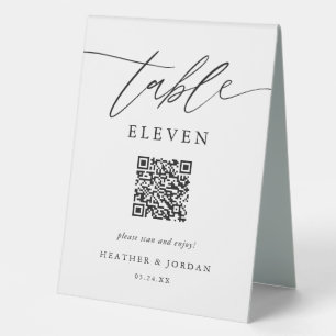 Rustic Wedding Table Numbers with QR Code