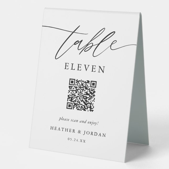 Rustic Wedding Table Numbers with QR Code (Front)