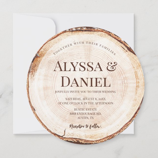 Rustic Wedding template Wood Grain Tree bark (Front)
