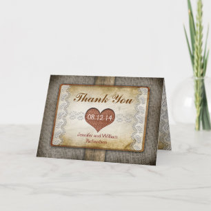 rustic wedding thank you cards