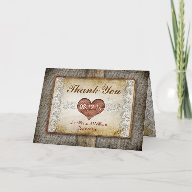 rustic wedding thank you cards (Front)