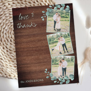 Rustic Wedding Thank You Greenery Photo Collage Postcard