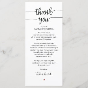 Rustic Wedding Thank you Place Setting Card