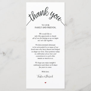 Rustic Wedding Thank you Place Setting Card