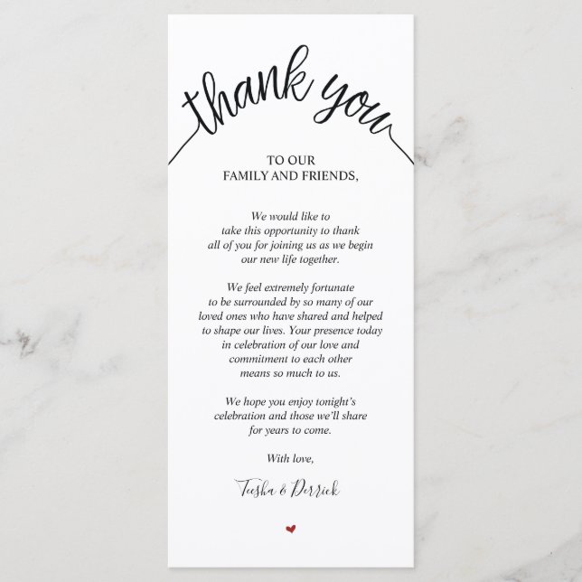 Rustic Wedding Thank you Place Setting Card (Front)