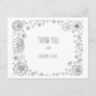 Rustic Wedding thank you postcard, boho flowers Postcard
