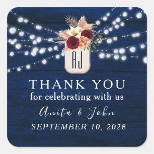 Rustic Wedding Thank You Sticker