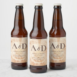 Rustic Wedding Tree wood bark Personalised Beer Bottle Label