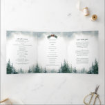 Rustic Wedding Trifold Letter Fold Program<br><div class="desc">This trifold wedding program features a playful modern font and rich watercolor evergreens against a white page with a blue sky. Perfect for a rustic wedding or any special occasion.</div>