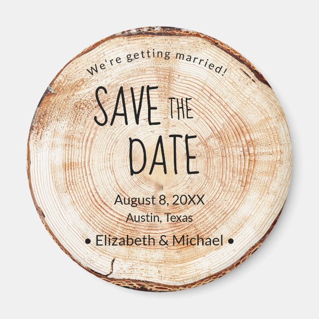 Rustic Wedding Unique Save the date Printed Wood Magnet (Front)